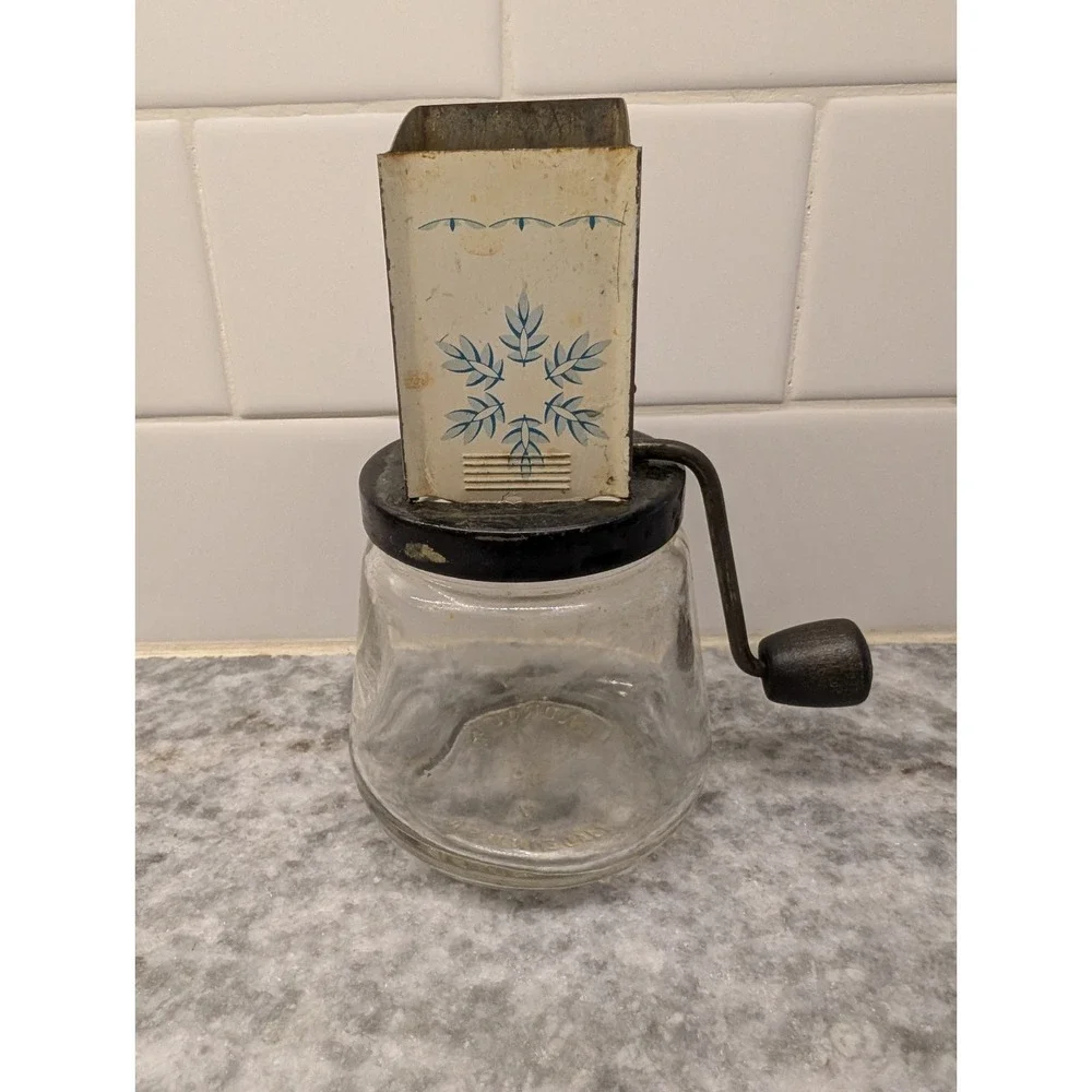 Vintage Androck Nut Grinder/Chopper Metal with Glass Jar & Handle Made in U.S.A.